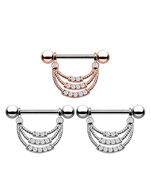 Piercing Pezón Geométrico De Cobre Y Diamantes