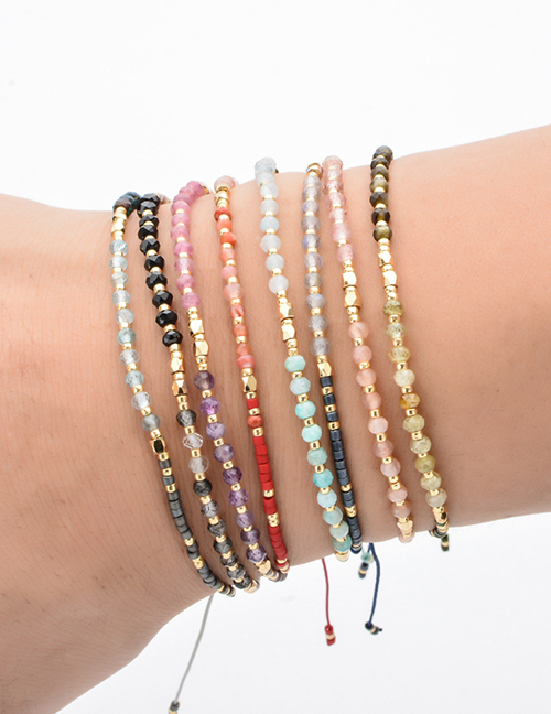 Fashion 5# Agate Head Rice Bead Beaded Bracelet