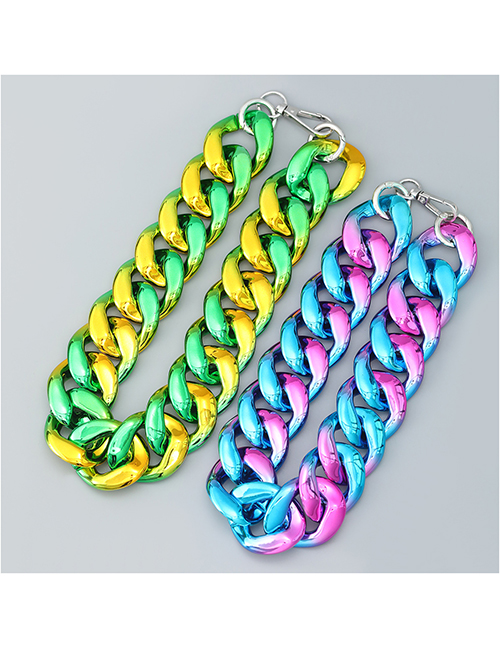 Fashion Green Yellow Alloy Geometric Chain Necklace