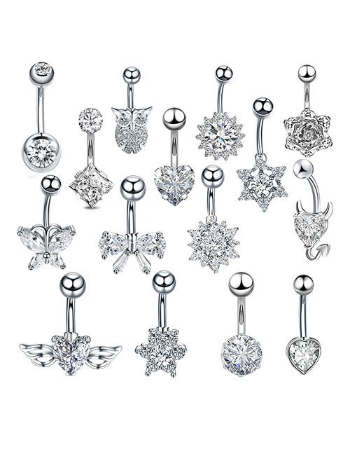 Fashion 2#butterfly Titanium Steel Inlaid Butterfly Puncture Belly Button Nails