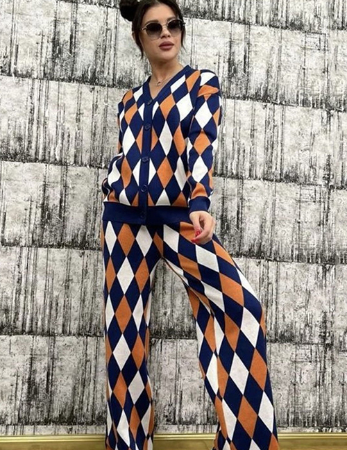 Polyester Rombus Hebilla De Cárdigan Rectas Suite