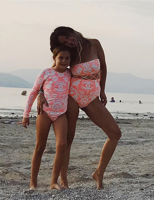Traje De Baño De Una Pieza Con Estampado De Poliéster