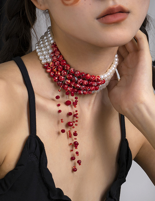 Style 1 Necklace White K5380k6 Pearl Beaded Tassel Necklace