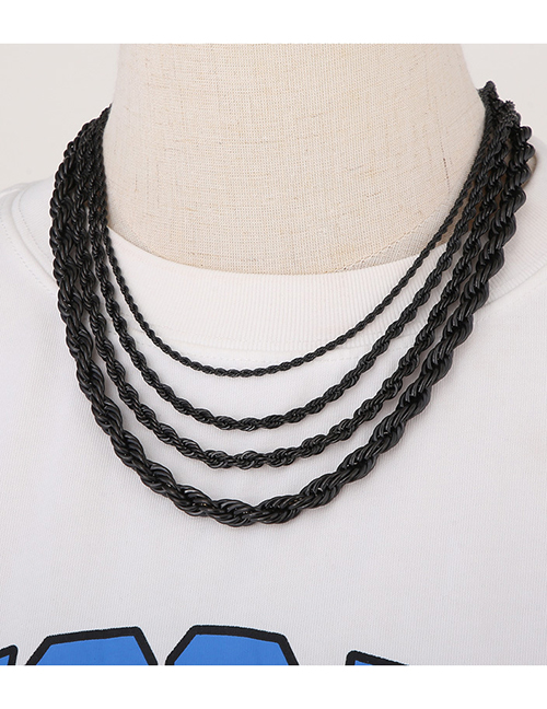 Fashion 3# Titanium Steel Geometric Twist Chain Necklace