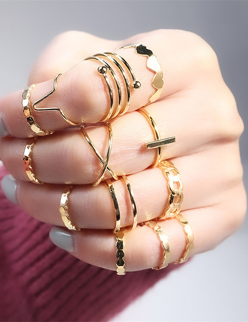 Fashion Silver [13 Packs] Alloy Geometric Open Ring Set