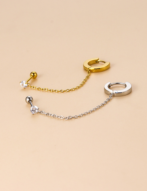 Fashion 1# Stainless Steel Chain Conjoined Cartilage Piercing Stud Earrings