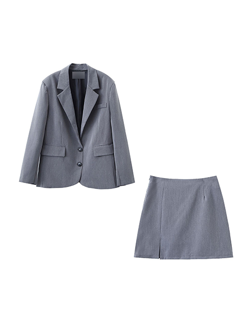 Conjunto De Falda Con Bolsillo De Solapa Sólida
