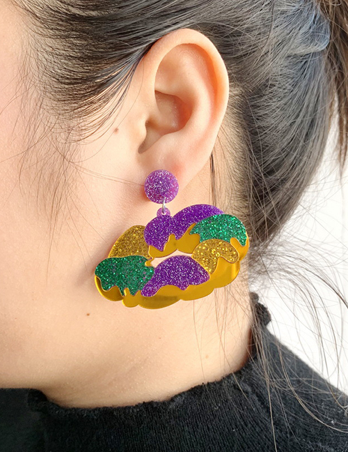 Fashion Feather Mask Acrylic Tricolor Feather Mask Earrings