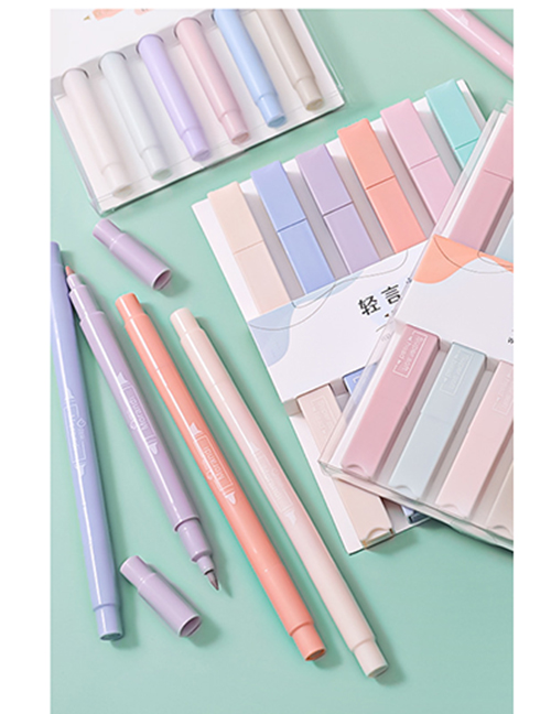 Fashion Round Box - Qingyan Salt Series Plastic Solid Color Double-ended Marker
