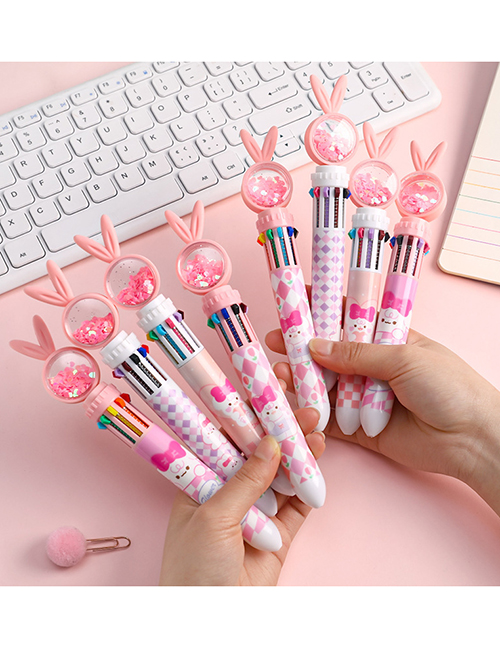 Fashion Flowers Rabbit Cartoon Sequin Rabbit Ten Color Press Ballpoint Pen