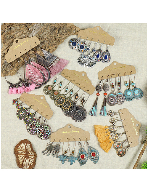 Fashion 6# Metal Geometric Earrings Set