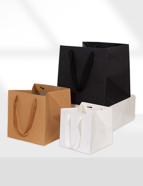 Fashion White 30*30*30cm High Kraft Paper Wide Bottom Tote Bag