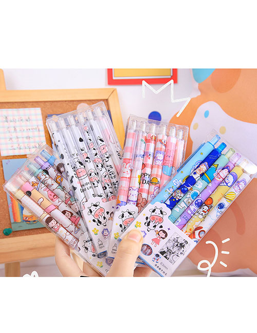 Fashion Astronaut 6pcs/box Erasable Push Cartoon Gel Pen