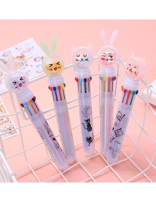 Fashion Yellow Rabbit Head Cartoon Sequin Rabbit Ears Press Ballpoint Pen