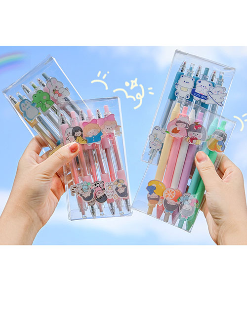 Fashion Macaron-fruit Girl Cartoon Writing Press Pen 6 Boxes