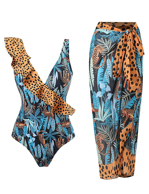 Fashion No. 1 Leopard Print Polyester Leopard-paneled Print Swimsuit
