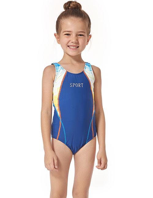 Traje De Baño De Una Pieza De Spandex Con Bloques De Color