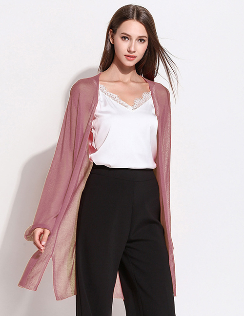 Chaqueta De Punto De Color Liso