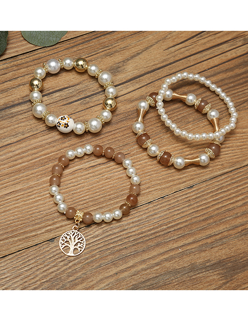 Conjunto De Pulsera De Perlas Geométricas Con Cuentas De Perlas