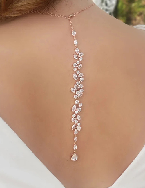 Fashion Silver Alloy Inlaid Zirconium Geometric Back Chain