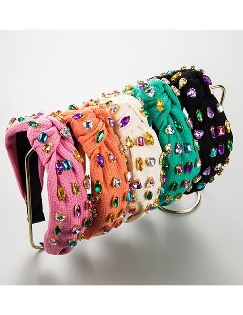 Fashion Rice Fabric Inlaid Diamond Knot Wide Edge Hair Hoop