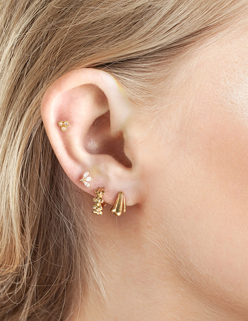 Aretes De Rosca Con Forma De Pétalo De Diamante Marquesa De Metal (individual)
