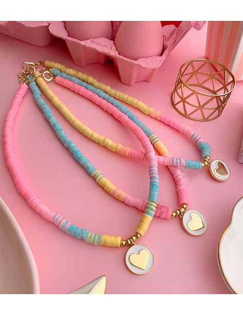 Fashion 1# Color Soft Pottery Beaded Love Necklace