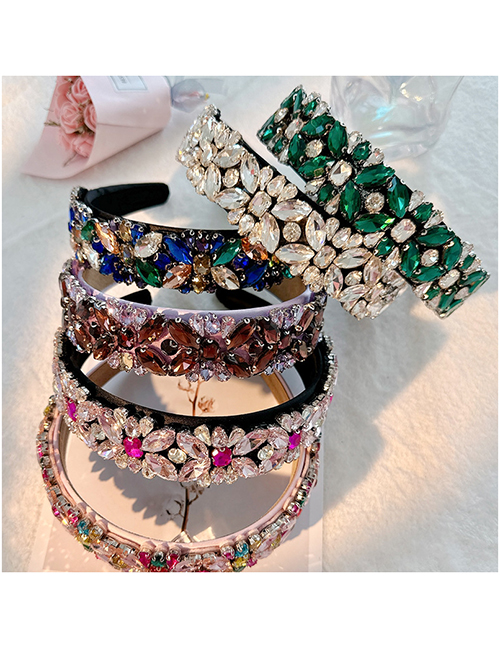 Fashion Color Fabric Diamond-studded Geometric Wide-brimmed Headband
