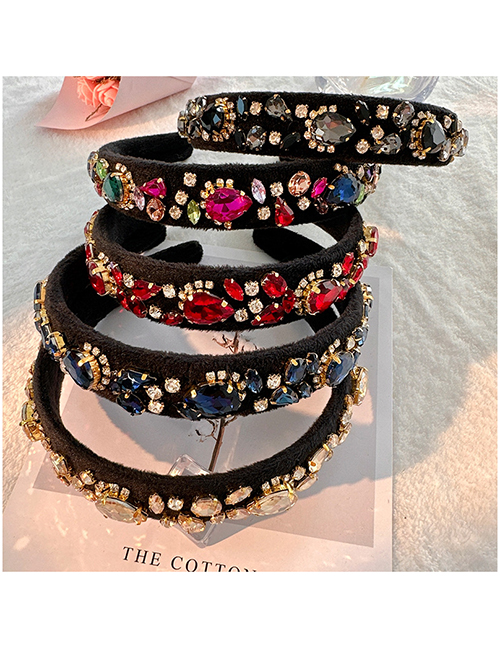 Fashion Black Fabric Diamond-studded Geometric Wide-brimmed Headband