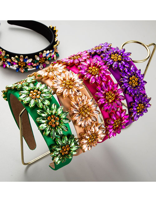 Fashion Color Rhinestone Sunflower Wide Brim Headband