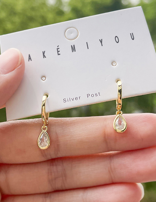 Fashion Gold Zircon Drop Earrings In Copper