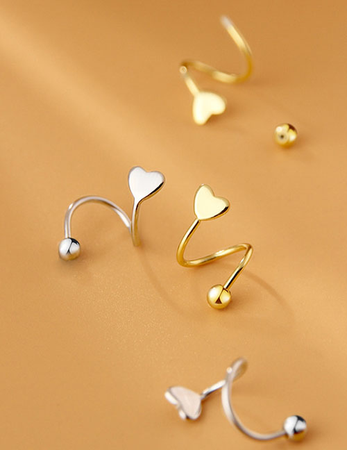 Fashion Platinum Heart Screw Earrings Pure Copper Glossy Heart Screw Earrings