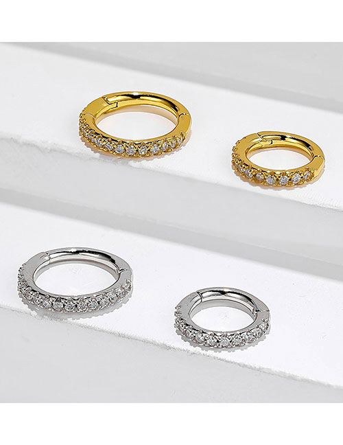 Fashion Silver 1.2*6mm Silver Set Zirconium Round Open Nose Ring