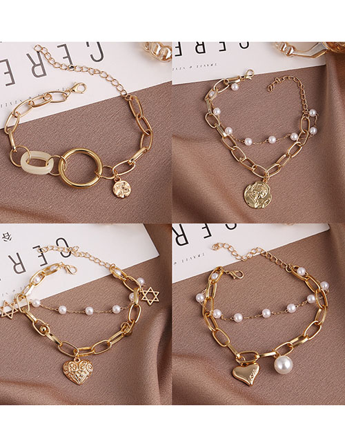 Fashion Gold Alloy Geometric Link Chain Bracelet
