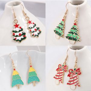 Pendientes De Árbol De Navidad Con Goteo De Aceite De Aleación