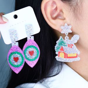 Pendientes Geométricos De Brillo Acrílico