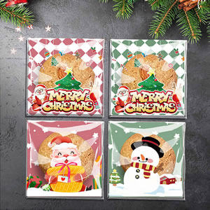 Bolsas De Dulces Autosellantes Con Estampado Navideño [alrededor De 100 Piezas]