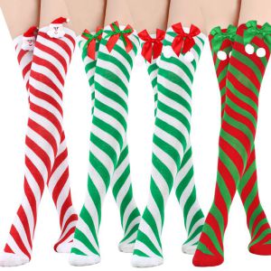 Calcetines Altos Navideños Tridimensionales En Sarga De Polialgodón