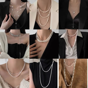 Collar Doble De Perlas Geométricas