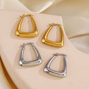 Fashion Silver Stainless Steel Geometric Square Earrings