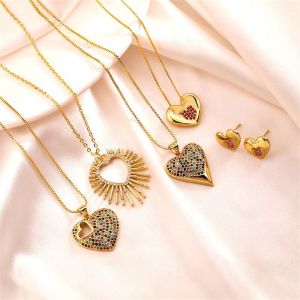 Fashion 3# Copper Inlaid Zirconium Love Necklace