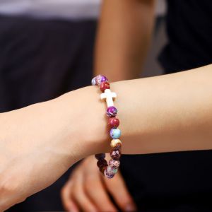 Pulsera Cruzada Con Cuentas De Colores Mixtos De Pino Imperial