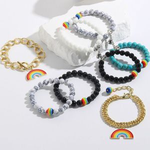 Par De Pulseras De Aleación Con Cuentas Geométricas.