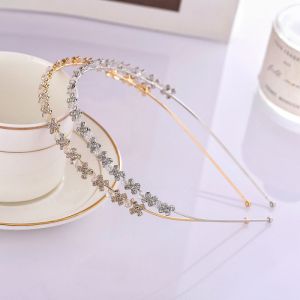 Fashion Cross Silver Rhinestone Crystal Geometric Thin Edge Headband