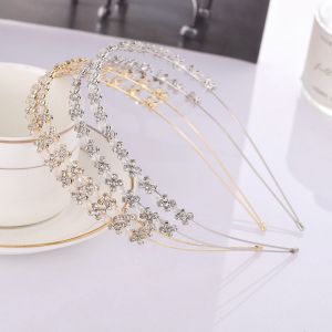 Fashion Double Layer Cross Silver Geometric Diamond Double Layer Hollow Headband