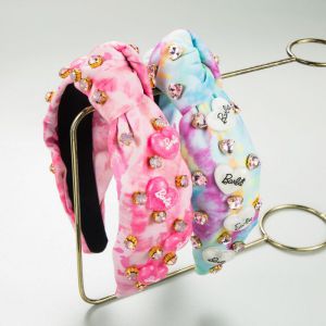 Fashion Pastel Fabric Tie-dye Diamond-encrusted Love-knotted Wide-brimmed Headband