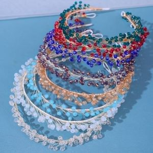 Fashion Green Crystal Bead Irregular Hairband
