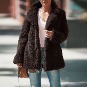 Chaqueta De Manga Larga Con Solapa De Felpa