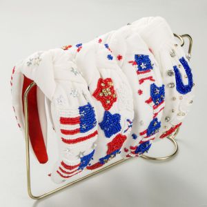 Fashion Letter Fabric Embellished With Diamonds Rice Beads Sequined Letters And Knotted Wide-brimmed Headband