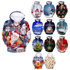 Sudadera Con Capucha Y Estampado Navideño De Poliéster